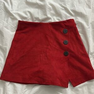 Red suede mini skort